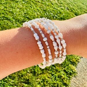 White Beaded Wrap Bracelet (Handmade)